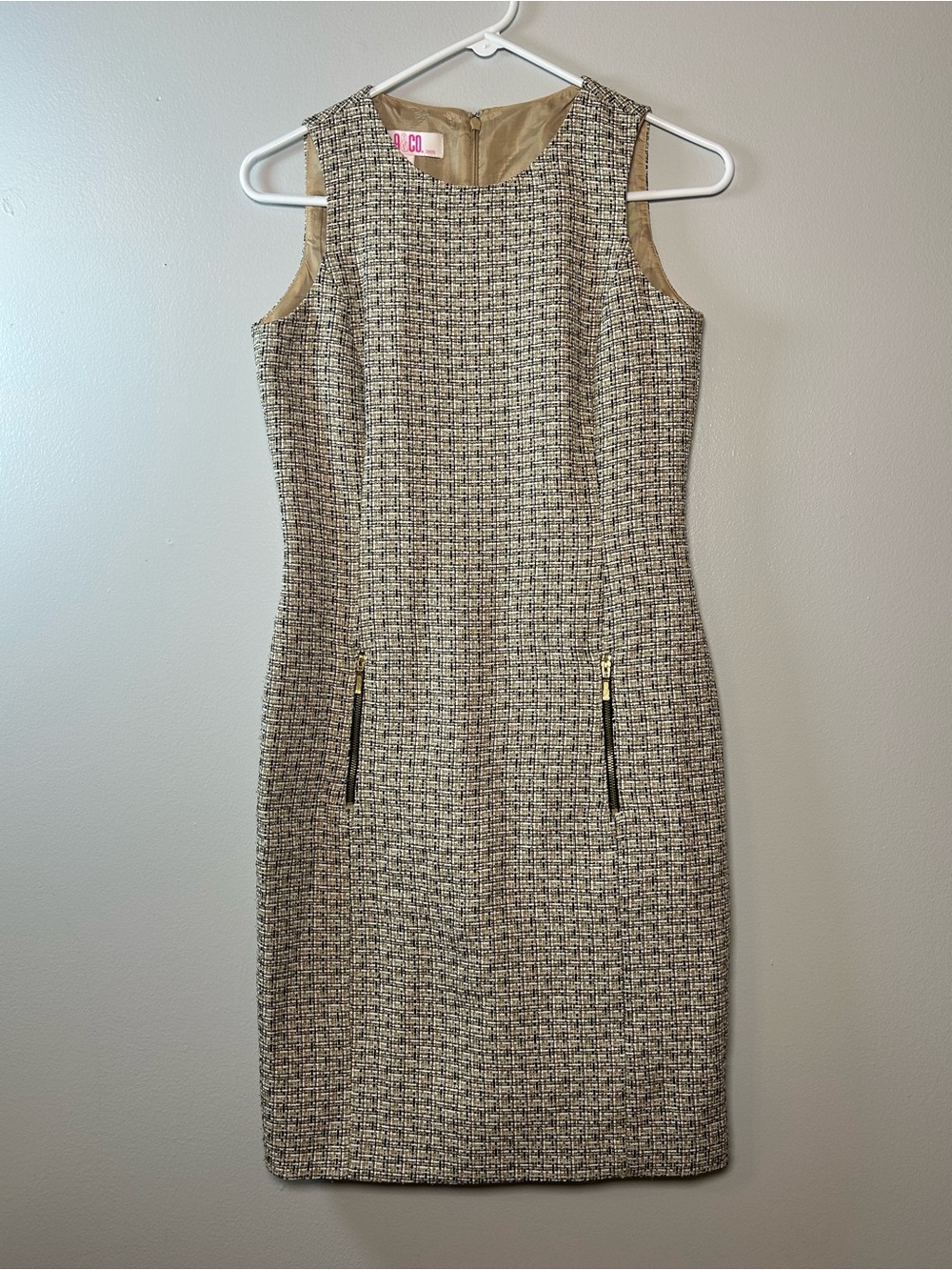 9&Co Tweed Sheath Dress with Front Zip Pockets Women’s Sz 2 60s/70s style Office